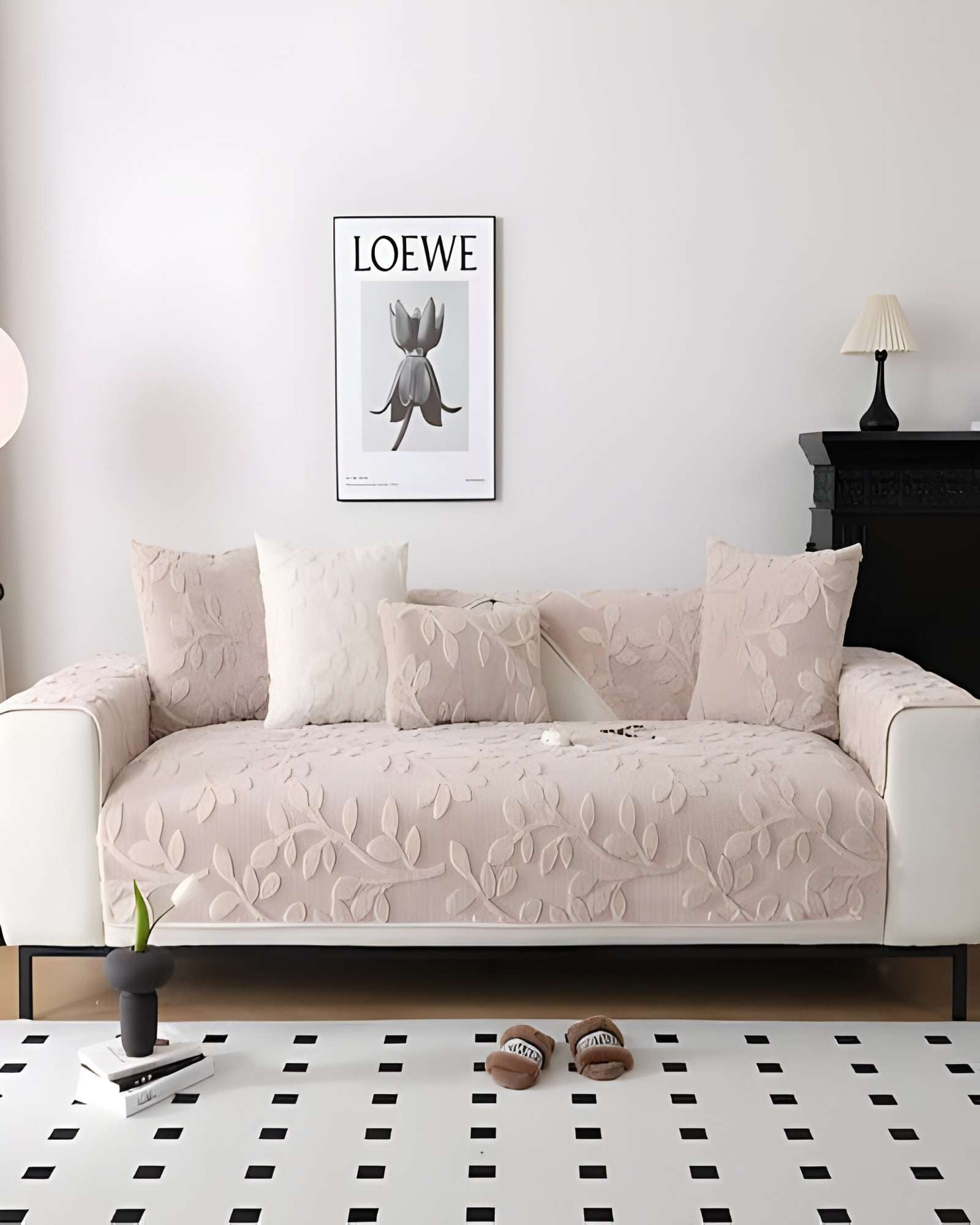 4DYUDE.jpg PACK DE 5 FUNDAS PARA SOFA CON DISEÑO H3 BEIGE - Imagen 1