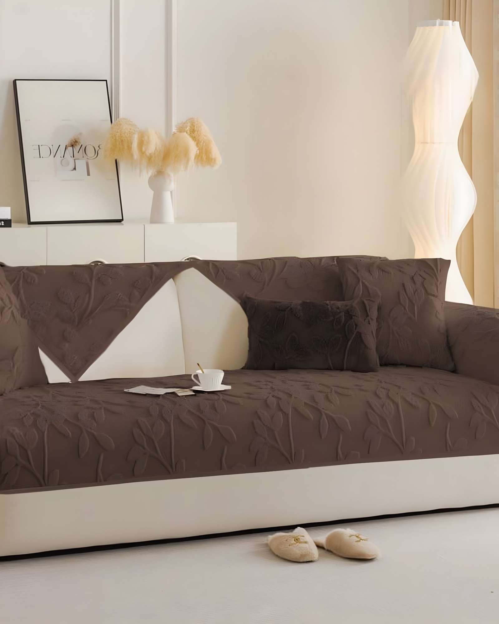 5pVsDl.jpg PACK DE 5 FUNDAS PARA SOFA CON DISEÑO H1 CAFÉ - Imagen 1