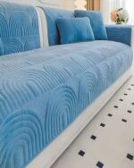 PACK DE 5 FUNDAS PARA SOFA CON DISEÑO J4 CELESTE - Imagen 2