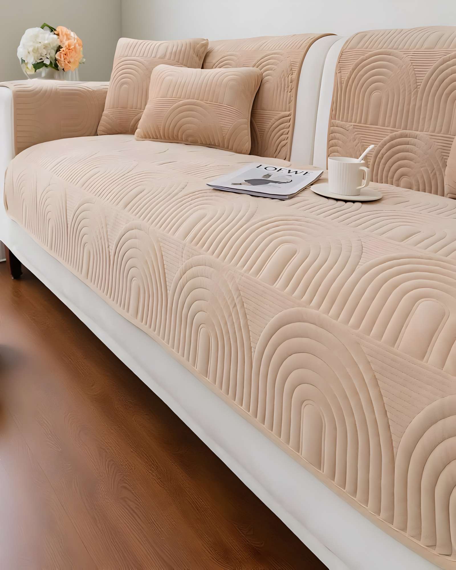 ZwnFaw.jpg PACK DE 5 FUNDAS PARA SOFA CON DISEÑO J1 BEIGE - Imagen 1