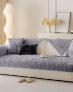 PACK DE 5 FUNDAS PARA SOFA CON DISEÑO H4 GRIS CLARO - Imagen 2