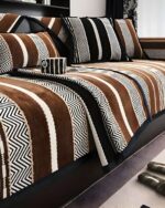 PACK DE 5 FUNDAS PARA SOFA CON DISEÑO R2 CAFÉ