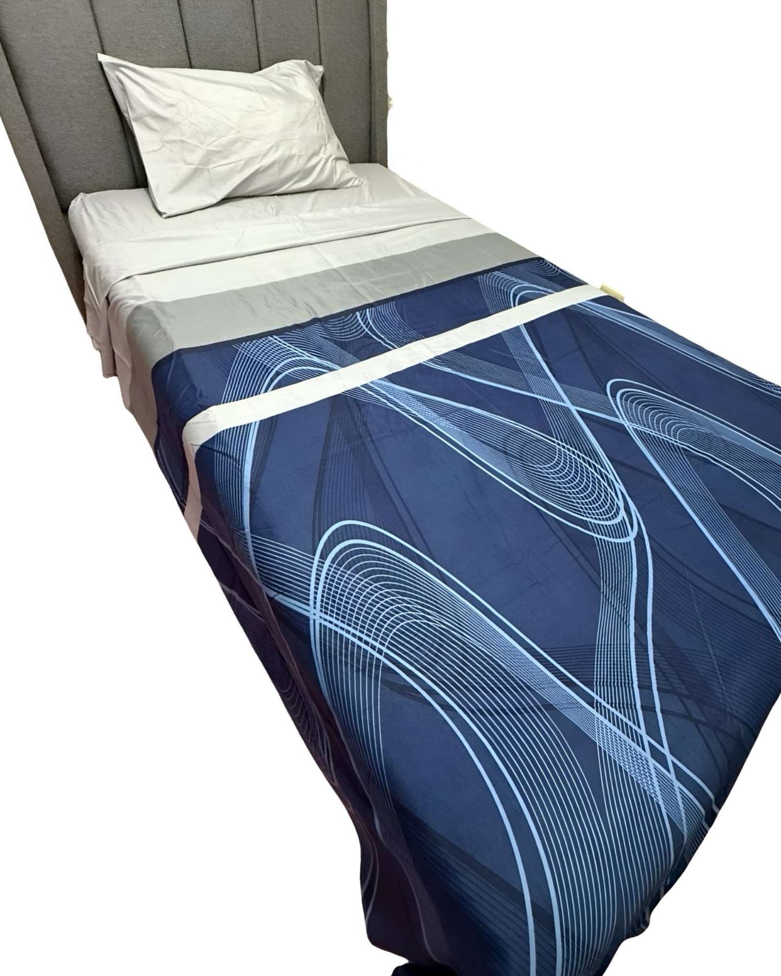 ubSH1I.jpg Juego de Sábanas Adulto Azul rayas - Imagen 1